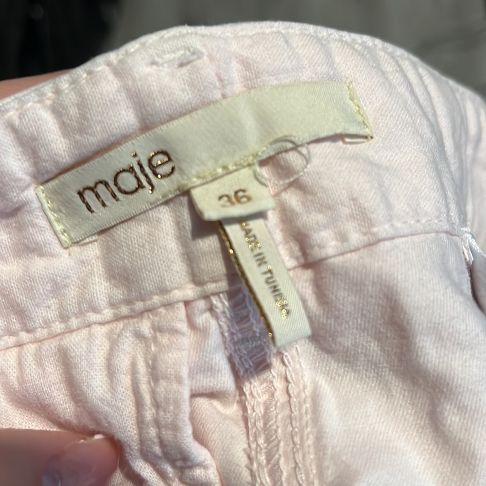 Maje Parissou Pale Pink Trouser Pants Tapered Stretch Cotton - Picture 4 of 10